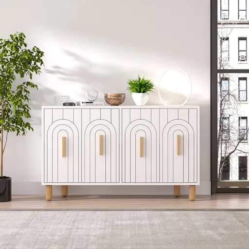 Consola, Hanah Home, Tiger, 120x73.6x29.6 cm, Alb