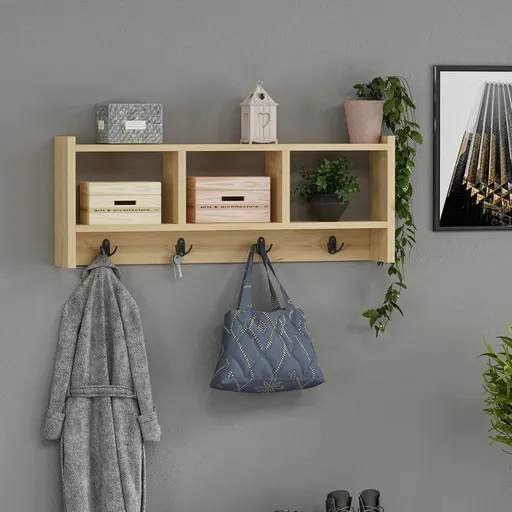 Raft de perete, Hanah Home, Star, 75.6x35x22 cm, Maro