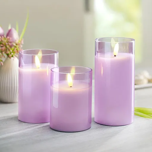 Lumânări LED în pahar, set de 3 buc.