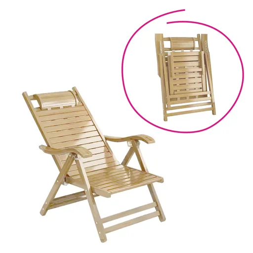 Scaun de grădină reglabil, natural, bambus, URSEL