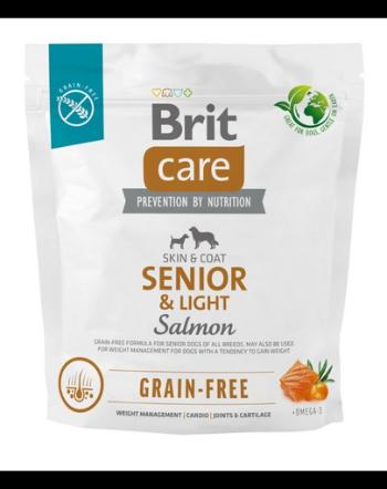 BRIT Care Grain-free Senior&amp;Light 1 kg Hrana caini seniori cu tendinta de ingrasare, cu somon si cartofi