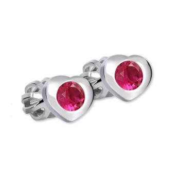 Brilio Silver Cercei inimă cu zircon fucsia 436 001 00122 0400770