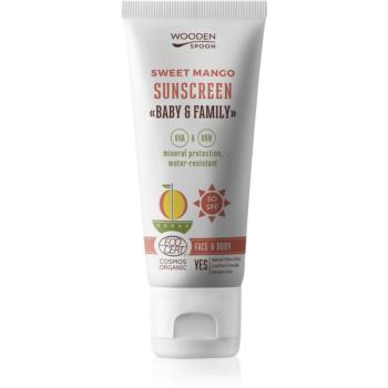 WoodenSpoon Baby & Family Sweet Mango loțiune cu protecție solară pentru toată familia SPF 50 100 ml