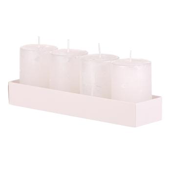 Set lumânări de Advent alb, 4 buc, parafină, 8 cm