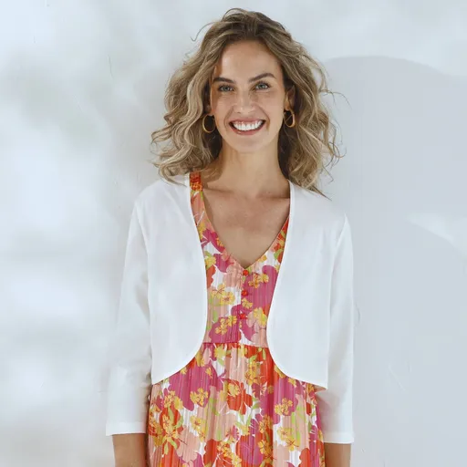 Bolero de culoare solidă cu mâneci 3/4