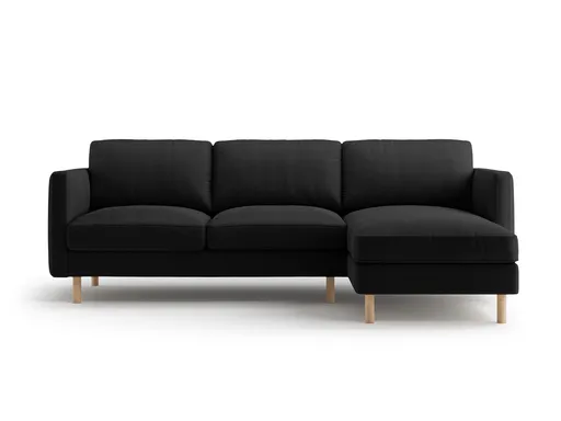 Coltar dreapta 3 locuri, Eden, Micadoni Home, 250x150x90 cm, catifea, negru