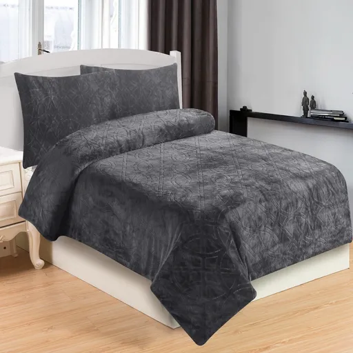 Lenjerie micro-pluș Symbol gri închis , 140 x 200 cm, 70 x 90 cm, gri închis