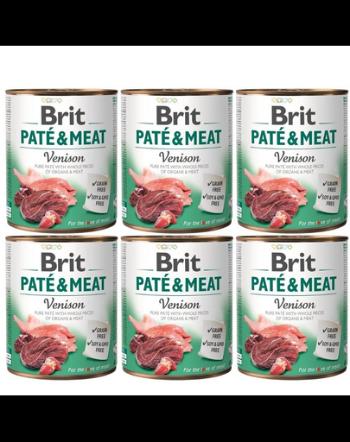 BRIT Pate&amp;Meat venison 6 x 800 g Conserva pentru caine, cu vanat