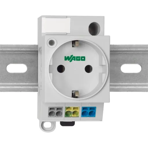 Priza pe sina DIN cu indicator de stare Led cu clema dubla push-in Wago 709-581, alba