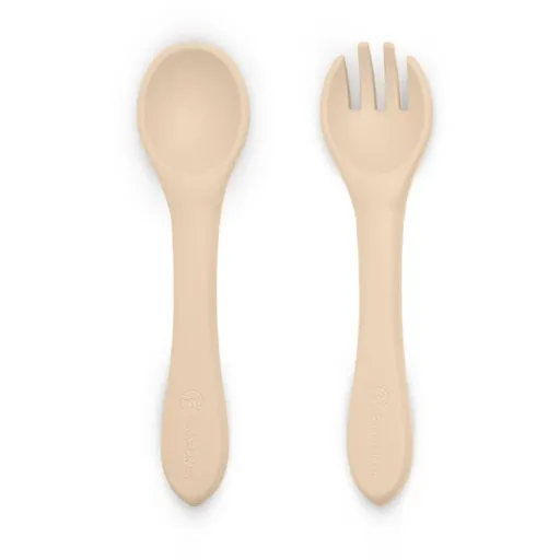 Petite&Mars Take&Match Silicone Cutlery tacâmuri Desert Sand 6 m+ 2 buc