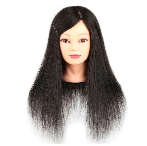 Manechin Par Natural 100% pentru Coafat, Vopsit, Decolorat, Maria Brunet, 45-50 cm + Suport Prindere