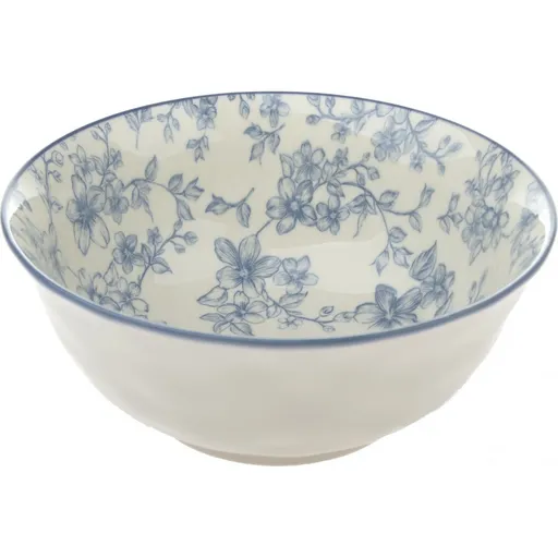 Bol de servire din ceramică Flori delicate 20cm, albastră, albastru