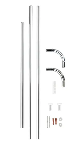 Bara pentru perdea de dus, Wenko, Universal Chrome, Ø 2 cm, aluminiu, gri