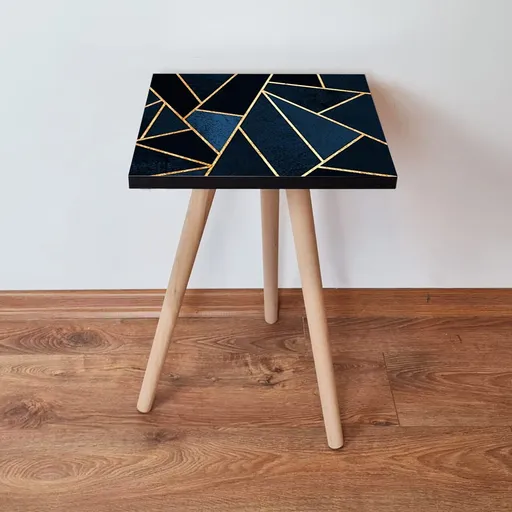 Masuta, Hanah Home, Shp321, 35x42x35 cm, Bleumarin / Albastru / Auriu