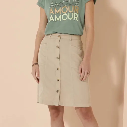 Fustă dreaptă cu nasturi