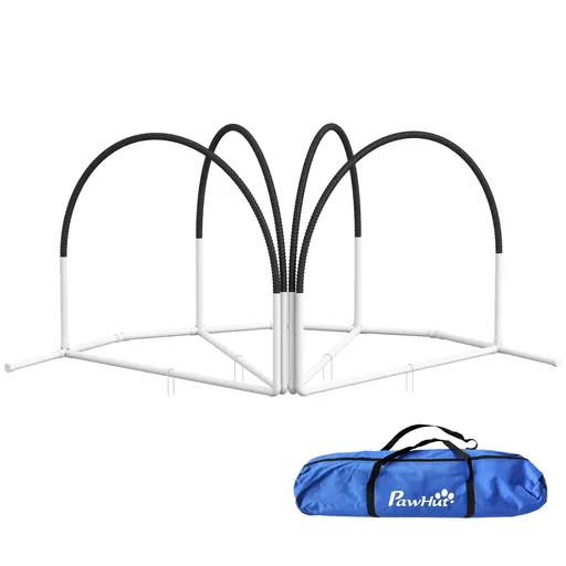 PawHut Lot de 4 piese echipament agility - hooper agility - arceau antrenament pentru câini, obstacol cu sac de transport | Aosom Romania