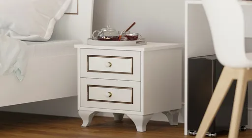 Noptiera, Hanah Home, Rb-103, 45x45x40 cm, Alb mat