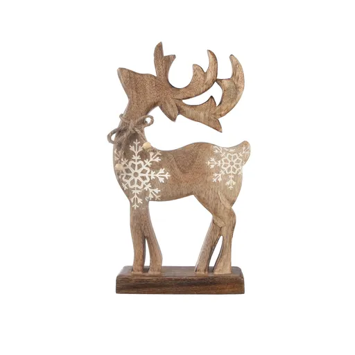 Decorațiune din lemn de mango 4Home Snowflake Deer, 33 cm