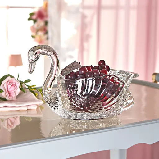 Bol de sticlă cu lebădă