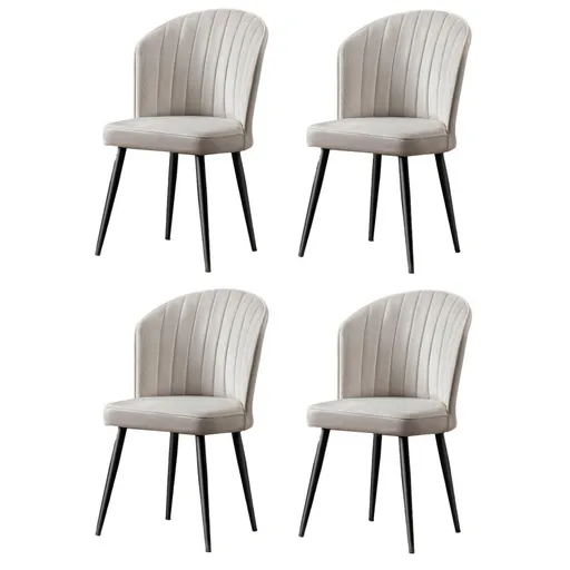 Set de scaune de sufragerie Rubi Cream and Black,4 buc., crem deschis