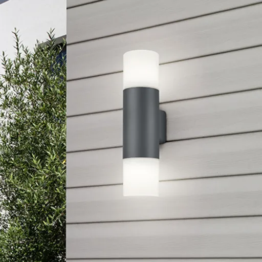 Aplica de perete pentru exterior Hoosic, TRIO, 8.5x11.8x33 cm, 28W, 2x E27, aluminiu/plastic, antracit