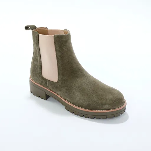 Ghete Chelsea din piele și piele întoarsă cu elastic lateral