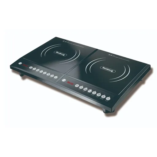 Plita dubla cu inductie Rosberg R51445JD, 2000W+2000W, 8 trepte de putere si temperatura, Protectie, Negru