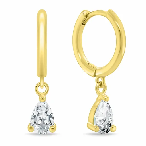 Brilio Silver Cercei rotunzi placați cu aur cu un zirconiu suspendat EA1189Y