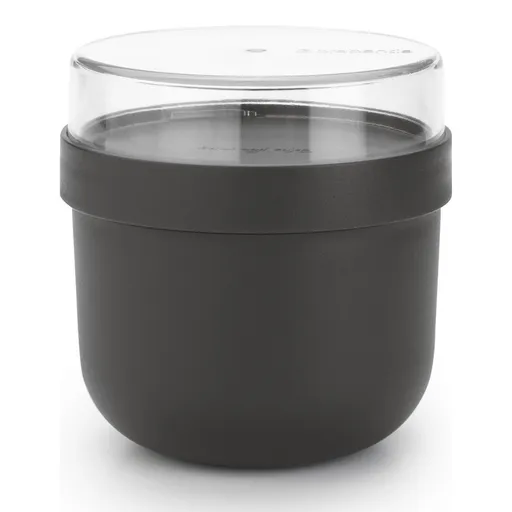 Cupa alimentara Brabantia Make&Take 1006296, 500+180 ml, Inchidere cu filet, fFara BPA, Gri închis