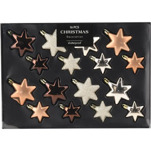 Set de decorațiuni de Crăciun Star cupru / auriu,16 buc, maro