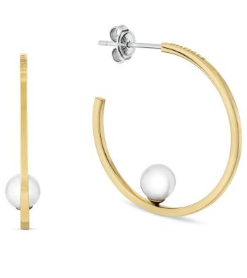 Tommy Hilfiger Cercei cercuri placați cu aur decorați cu perlă Semi-Precious Beads 2780964