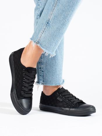Adidași negri clasici pentru femei fără toc