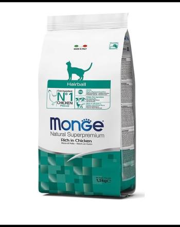 MONGE Cat Hairball hrană uscată pentru eliminarea ghemotoacelor de păr 400 g