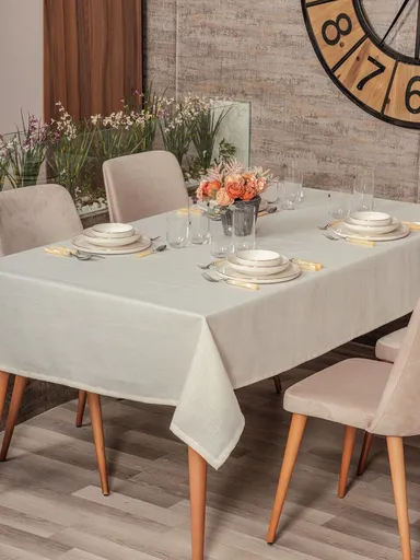 Fata de masa, L'essentiel Maison, Plain 220, Poliester, Crem