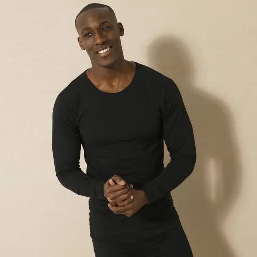 Set de 2 tricouri Thermoperle cu guler rotund și mânecă lungă, căldură medie