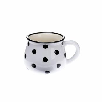 Cană din ceramică Dots 75 ml,  albă