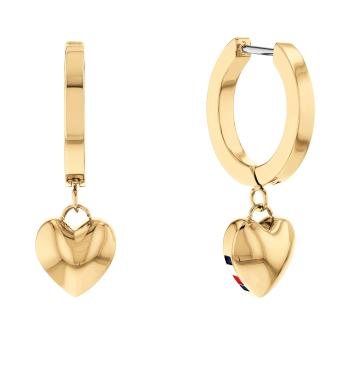 Tommy Hilfiger Cercei rotunzi moderni, placați cu aur, cu pandantive Hanging Heart 2780665