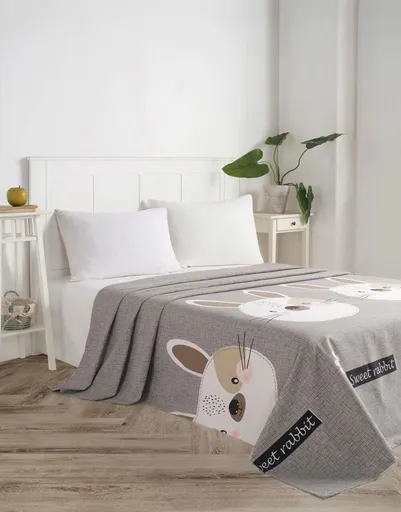 Cuvertura matlasata dubla, L'essentiel Maison, Tavşancık, Bumbac, Grey / Brown / Beige / Black / Pink