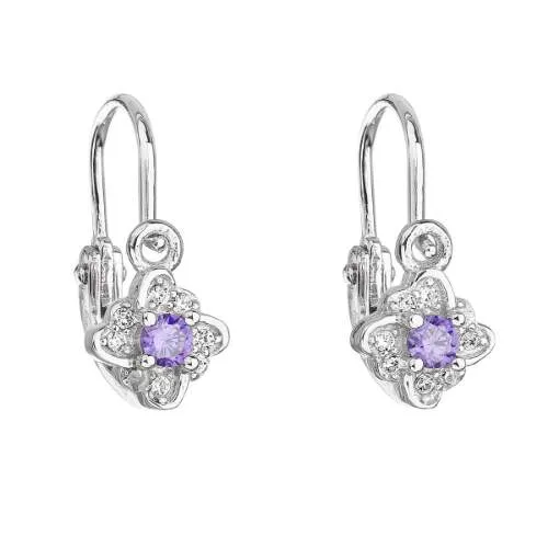 Evolution Group - Pavona Cercei din argint pentru copii cu zirconiu mov 11175.3