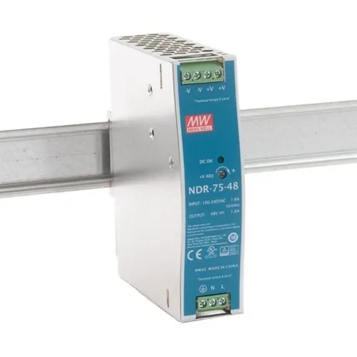 Sursa de alimentare pe sina DIN MeanWell NDR-75-48, 48V, 1.6A, 76.8W