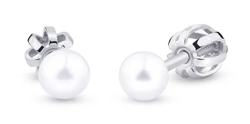 Cutie Jewellery Cercei din aur alb cu perle Z3003/4 0,4 cm