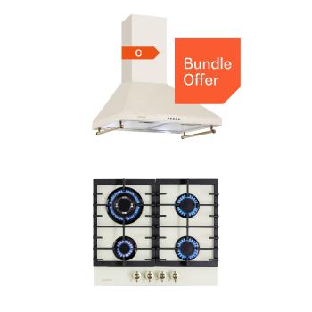 Klarstein Victoria 60 Duo Set Gaz, Plită pe gaz, Hotă de extracție
