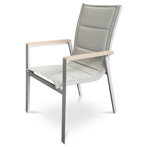 Autronic Scaun de grădină, aluminiu, textil, gri,AZ C-S1110 GREY