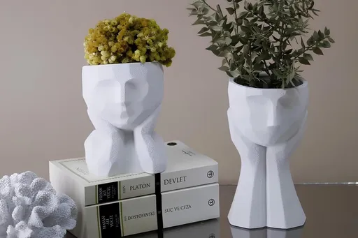 Set de ghivece decorative, CY0456, Poliester, Alb