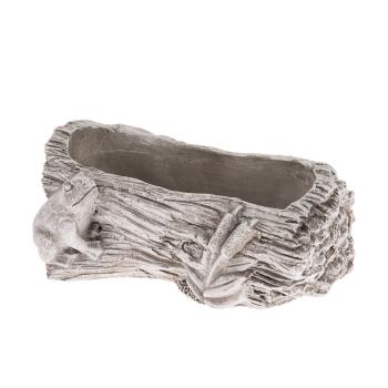Capac cutie beton Trunchi cu broască gri, 12 x 21cm