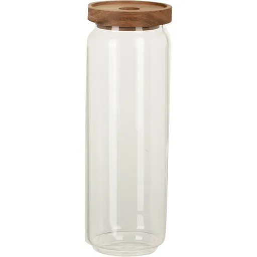 Borcan de sticlă cu capac din lemn de acacia 1300ml, 1,7 l