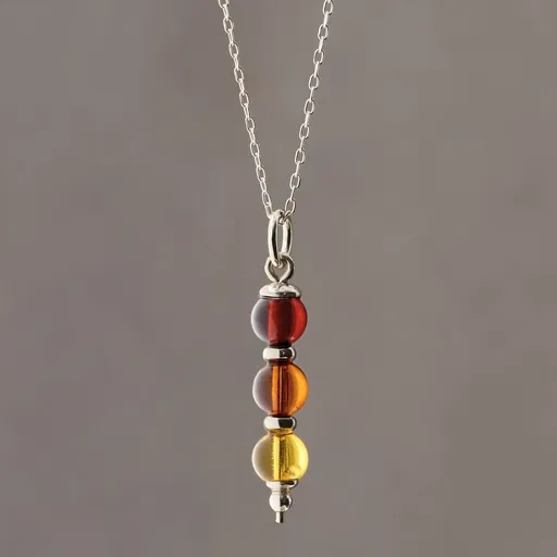 Colier de argint cu 3 pietre de chihlimbar