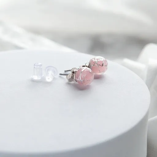 Lampglas Cercei minimaliști Soft Pink Nude cu argint pur în perle ENM5/AG/RHO-PU