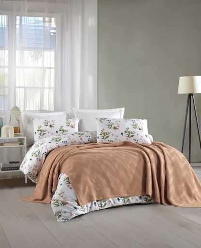 Set cuvertura pique dubla, L'essentiel Maison, Zigzag, Galben mustar