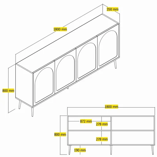 Consola, Hanah Home, Lyon 80, 180x80x35 cm, Crem / Aur